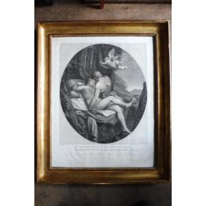 Engraving After Luca Cangiassi Empire Period In Its Golden Wood Frame 