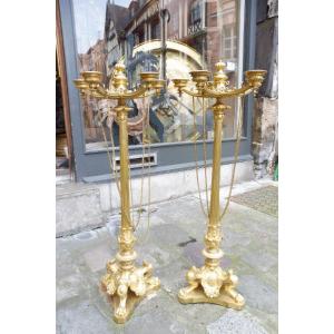 Pair Of Louis Philippe Gilt Bronze Candelabra  