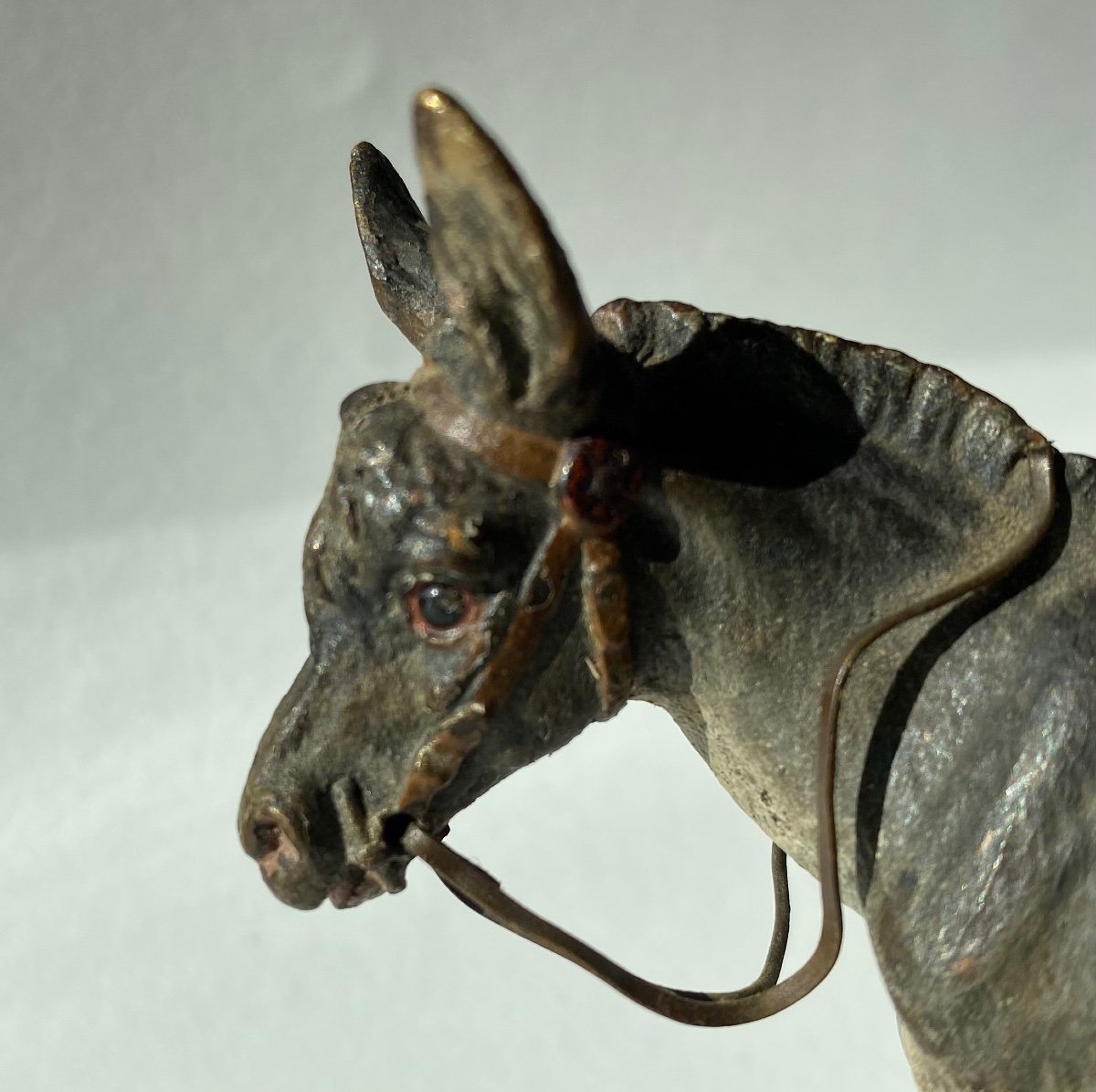 Ancien Bronze De Vienne, Un âne Portant Une Petite Fille -photo-3