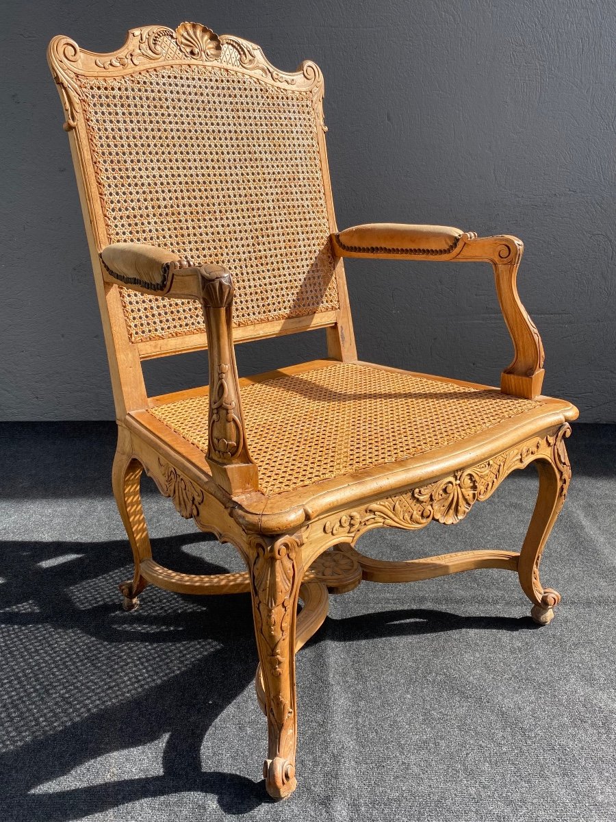 Large Caned Armchair To Queen Regency Louis XIV-photo-1