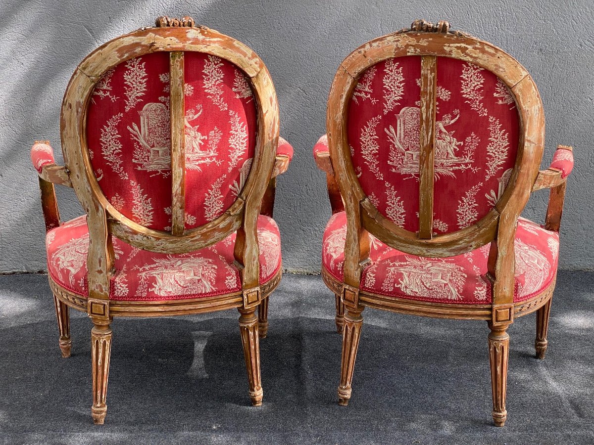 Paire De Fauteuils Louis XVI -photo-3