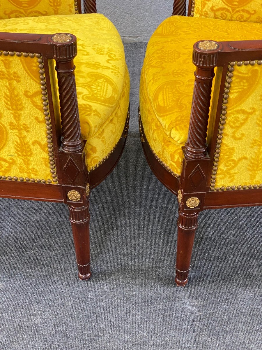 Paire De Fauteuils Empire En Acajou -photo-4