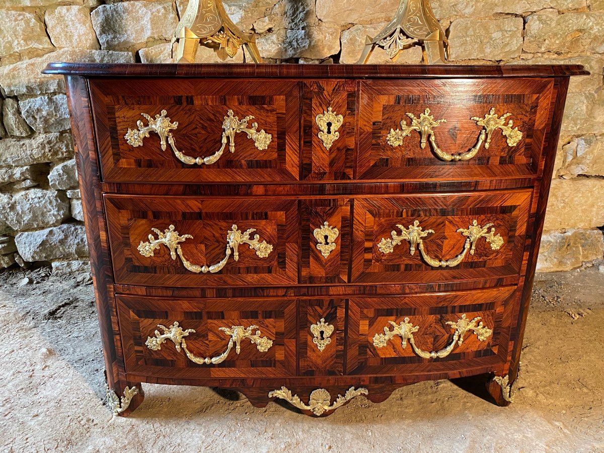 Petite Commode d’époque Régence En Marqueterie -photo-3