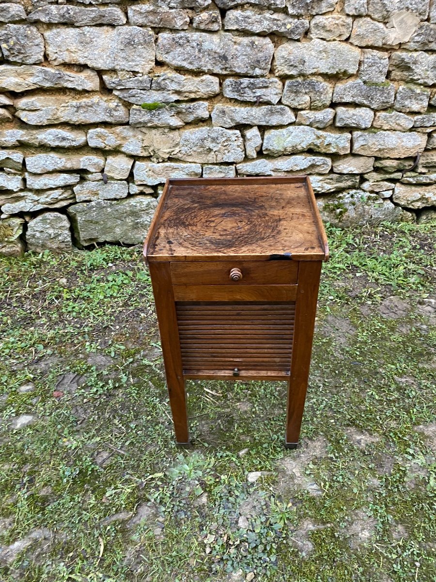 Walnut Curtain Bedside Table-photo-3