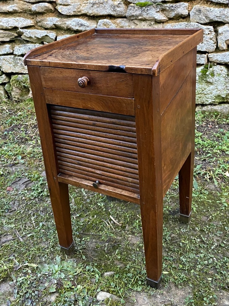 Walnut Curtain Bedside Table