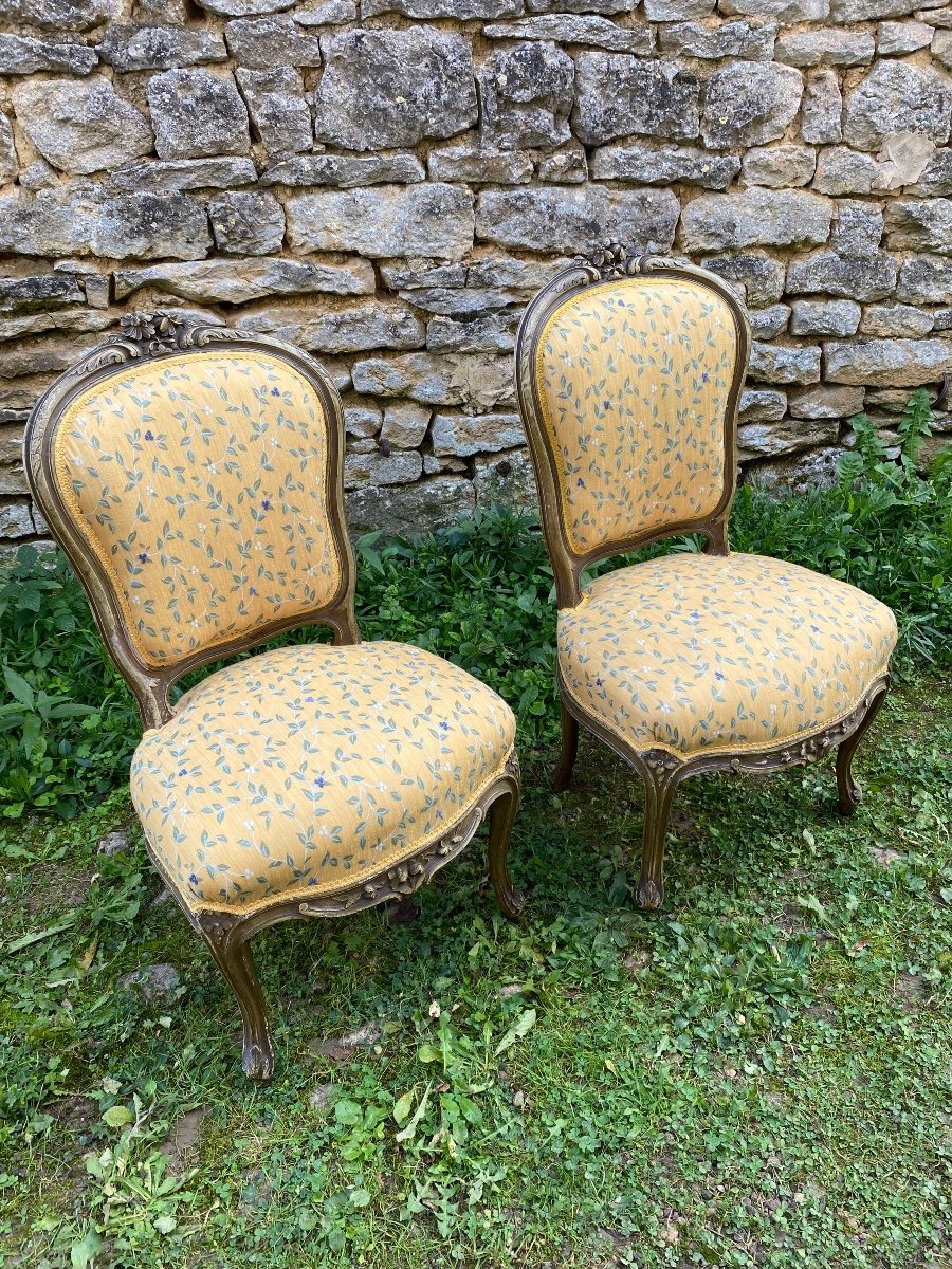 Paire De Chaises En Bois Peint XIX ème Siècle -photo-3