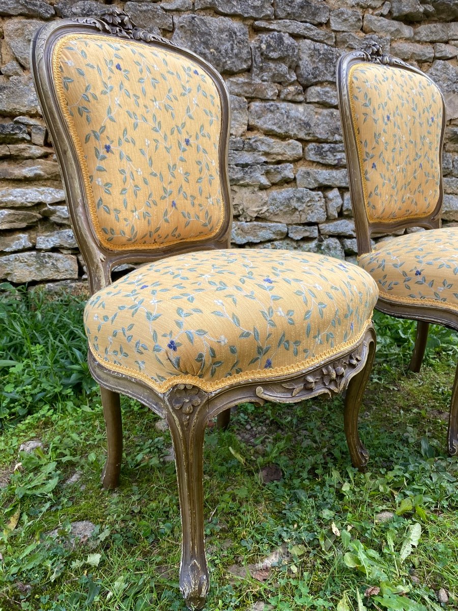 Paire De Chaises En Bois Peint XIX ème Siècle 