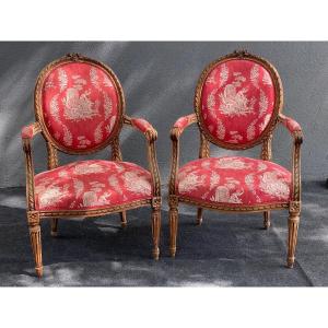 Paire De Fauteuils Louis XVI 