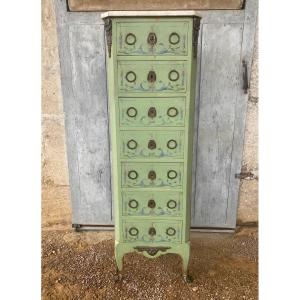 Small Weekly Chest / Chest Of Drawers In Lacquered Wood 