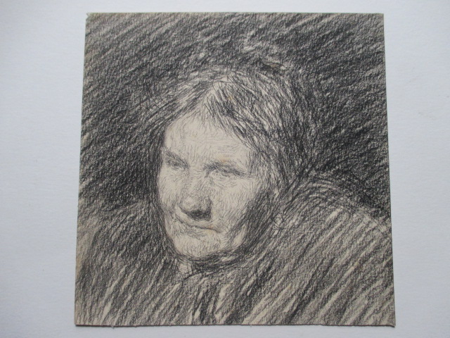 "portrait Of An Old Lady" Drawing Nineteenth