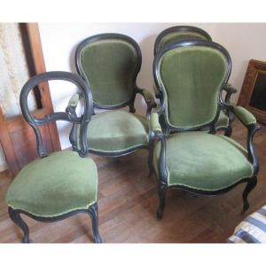 Suite  de  3 fauteuils  et  une  chaise   d' époque  Napoleon  III
