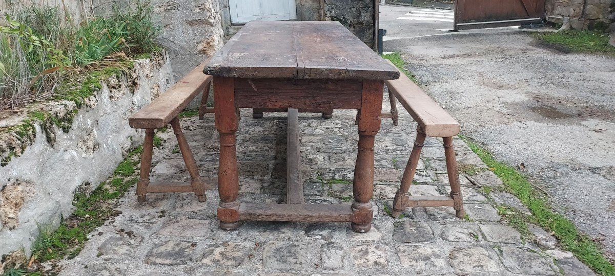 Very Beautiful Renaissance Table And Benches Set-photo-4