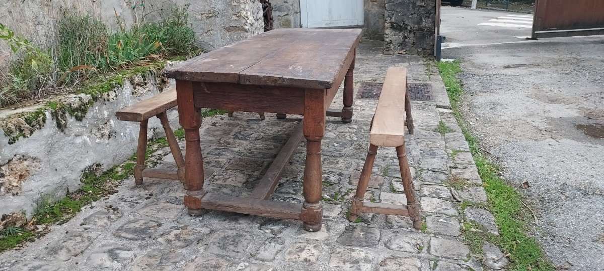 Very Beautiful Renaissance Table And Benches Set