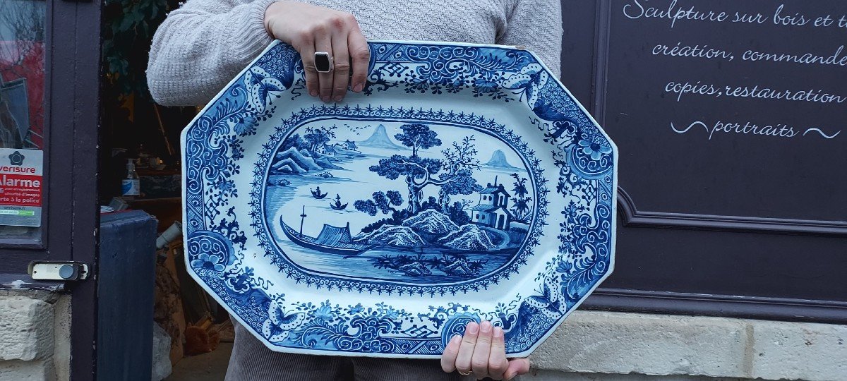 Superbe Et Tres Grand Delftware  Faïence Anglaise Début XVIIIeme Siècle-photo-1