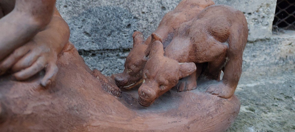  Charmant Faune Jouant Avec Des Ours , Terre Cuite d'Apres Fremiet XIXeme-photo-1