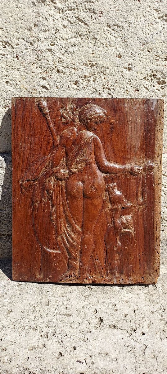 Charming Walnut Panel Venus And 18th Century Love