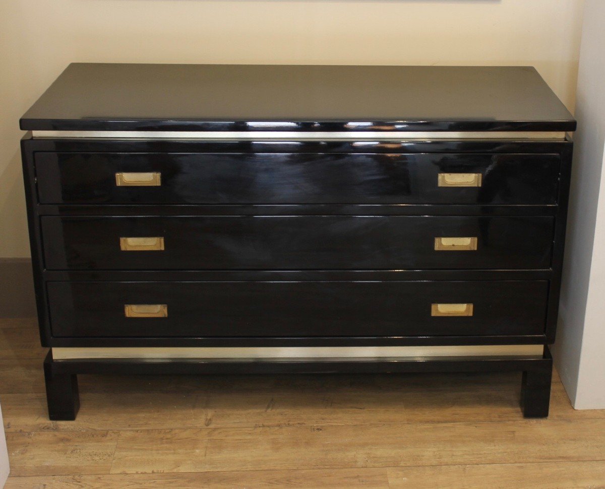 Black Lacquered Commode, 1970s,-photo-7