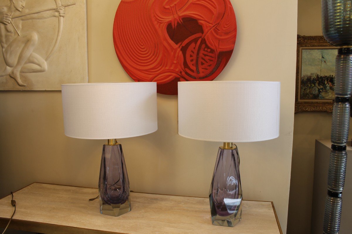 Pair Of Lamps, Amethysts, XXth-photo-4