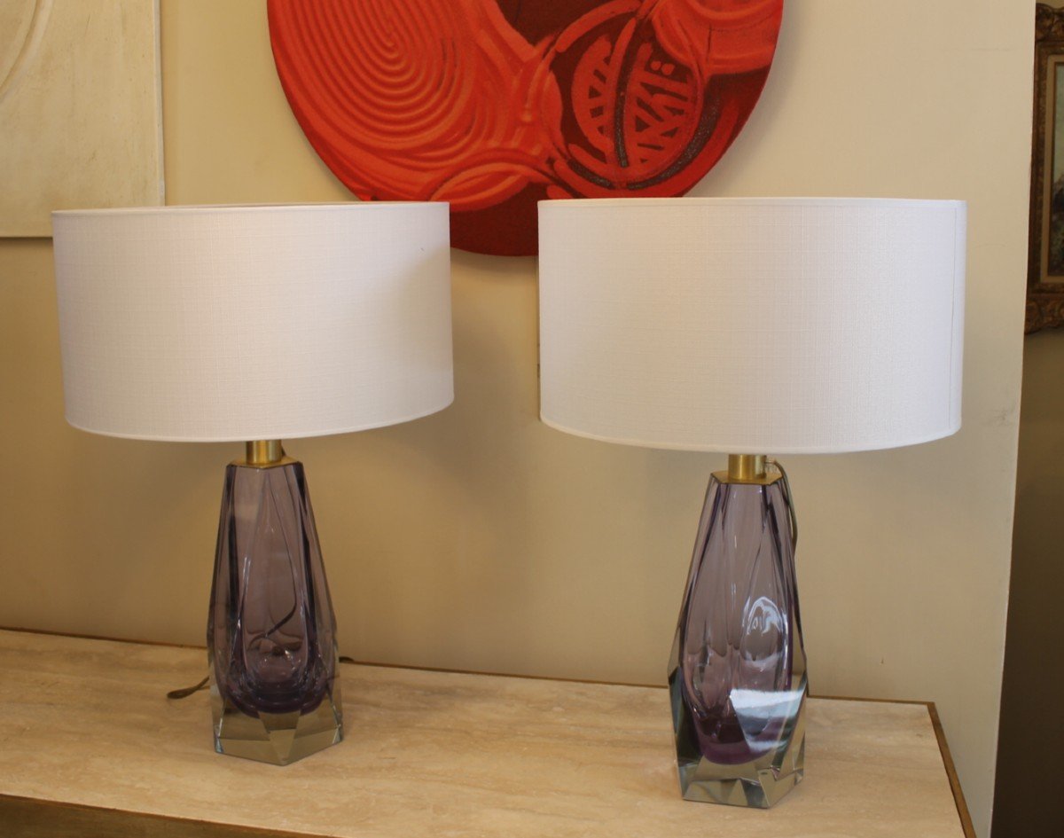 Pair Of Lamps, Amethysts, XXth