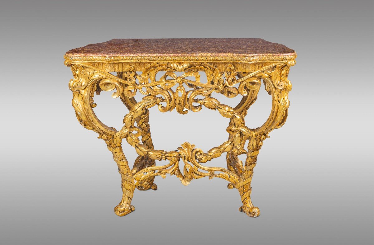 Pair Of Carved And Gilded Wooden Consoles. Parma, Italy. 18th Century-photo-2