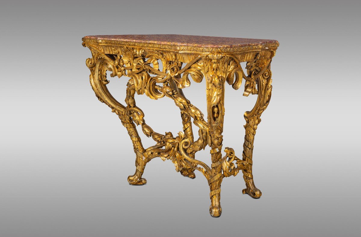 Pair Of Carved And Gilded Wooden Consoles. Parma, Italy. 18th Century-photo-3