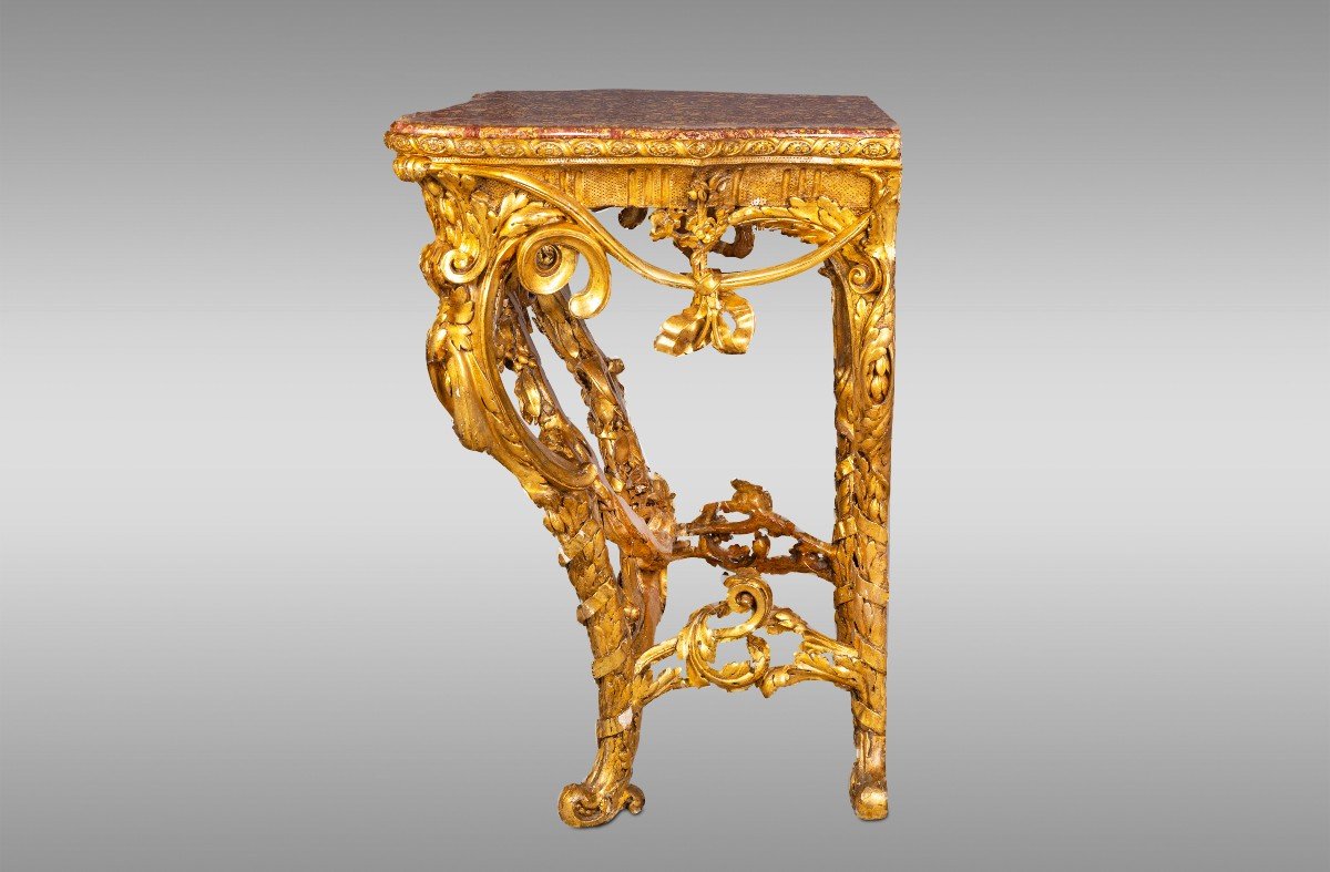 Pair Of Carved And Gilded Wooden Consoles. Parma, Italy. 18th Century-photo-4