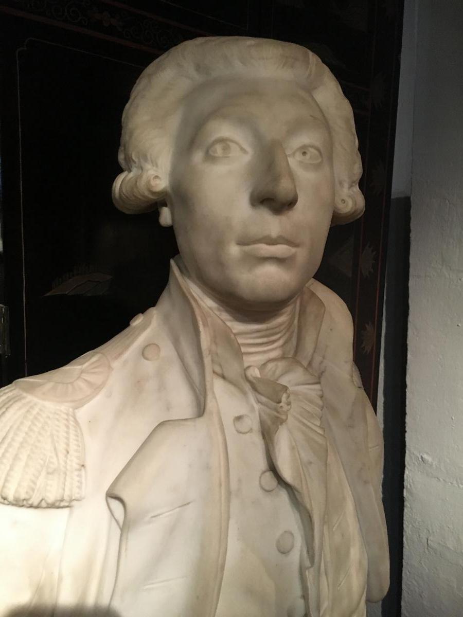 Carrara Marble Bust Of Lafayette.-photo-1