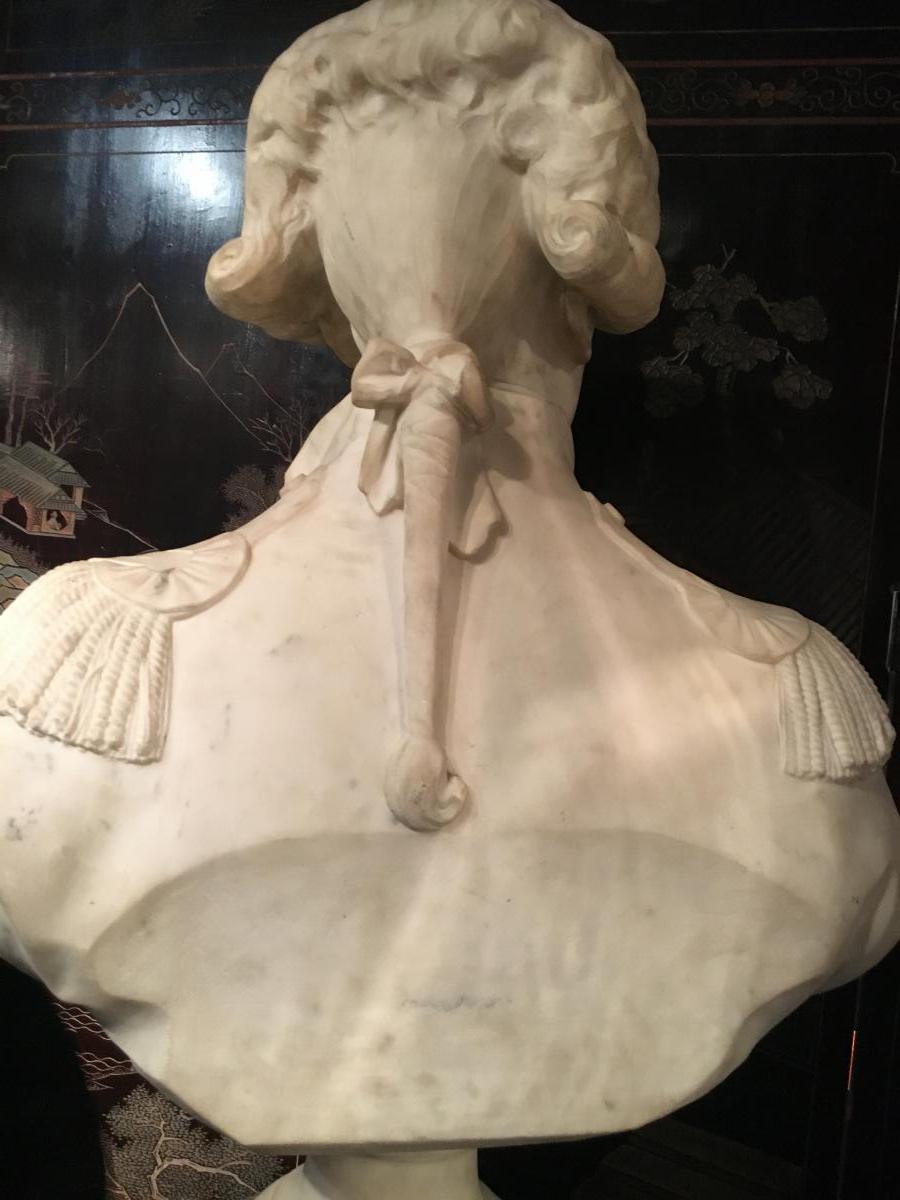 Carrara Marble Bust Of Lafayette.-photo-3