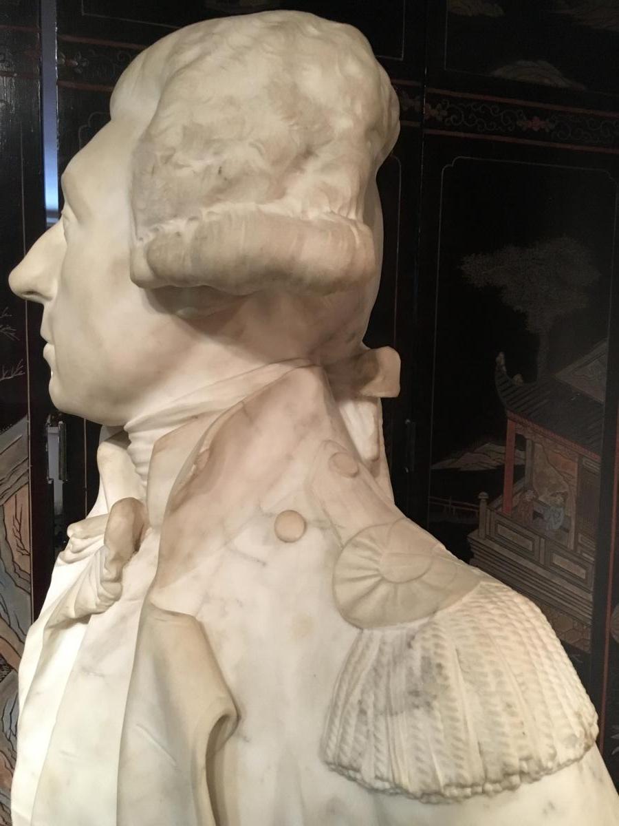 Carrara Marble Bust Of Lafayette.-photo-6