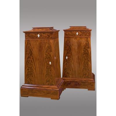 Pair Of Trapezoidal Mahogany Furniture