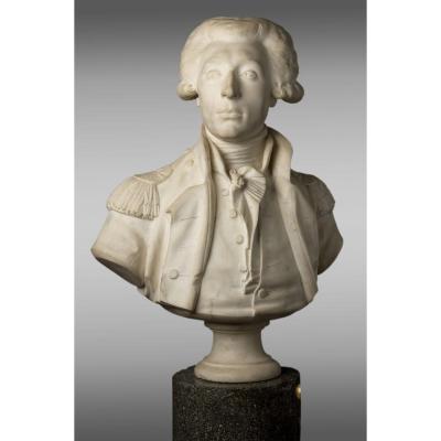 Carrara Marble Bust Of Lafayette.