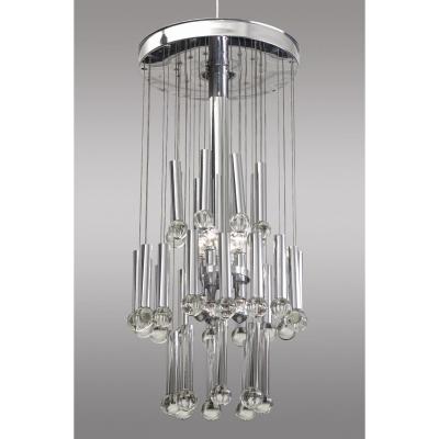 Ceiling Lamp In Glass And Chromed Metal. Around 1960