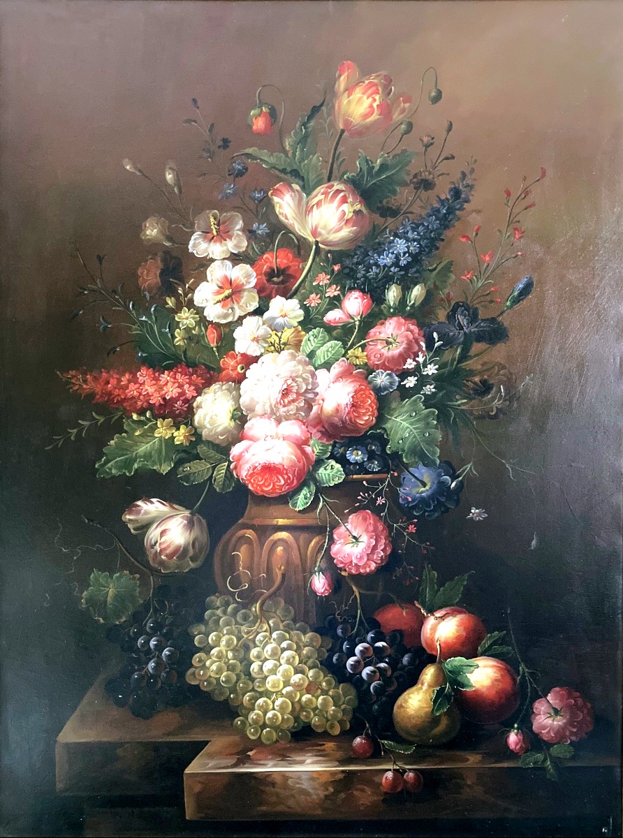 Elias Jozsa (born 1932) Still Life With Flowers And Fruit