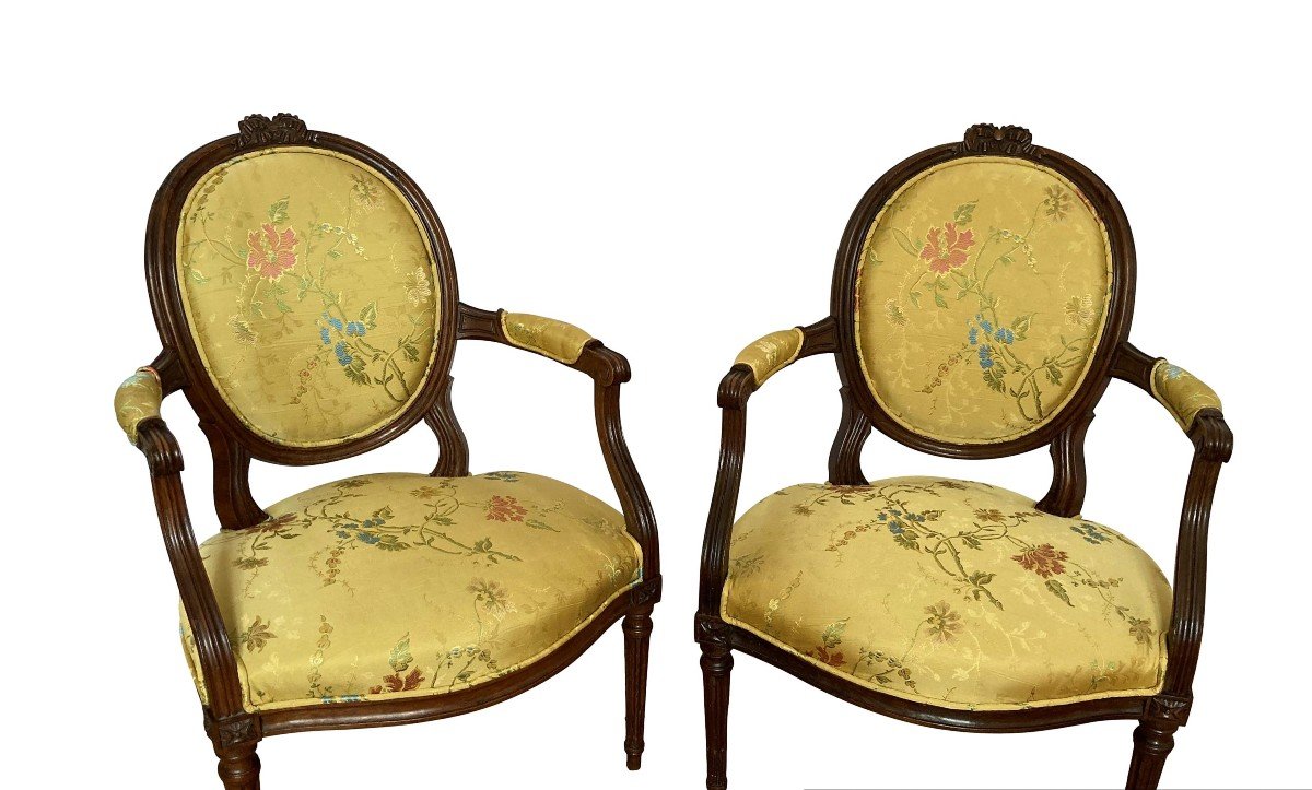 Paire De Fauteuils Louis XVI Du XVIIIe Siècle-photo-4