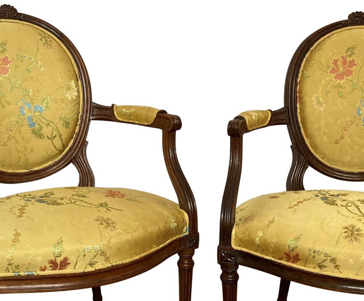 Paire De Fauteuils Louis XVI Du XVIIIe Siècle-photo-2