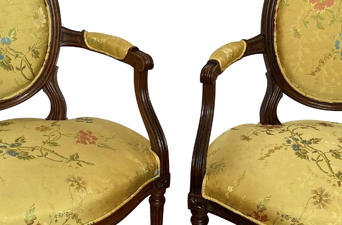 Paire De Fauteuils Louis XVI Du XVIIIe Siècle-photo-3