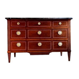 Louis XVI Chest Of Drawers In Solid Mahogany 18th Century