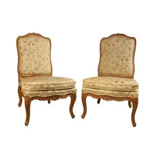 Pair Of Louis XV Queen's Armchairs From The 18th Century