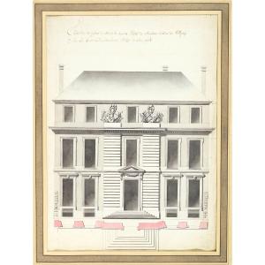 Hôtel De Monsieur Le Duc De Villeroy, Paris Rue De Varenne, Three Framed Drawings 1768