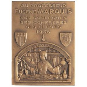 François Bazin 1938 Plaque d’hommage en bronze au Professeur Eugène Marquis Rennes cancérologie