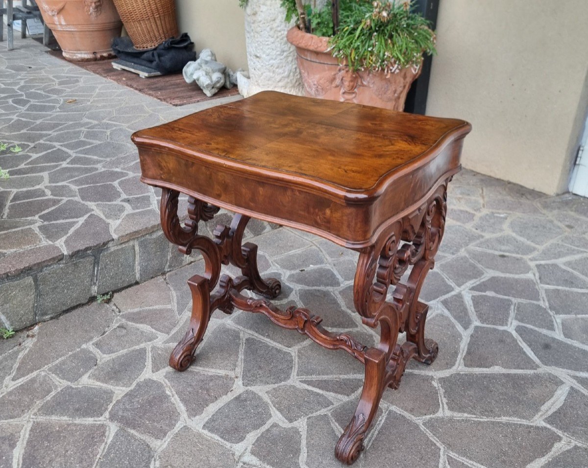 Work Table In Walnut From 1860 With Cherry Inlays Luigi Filippo-photo-3