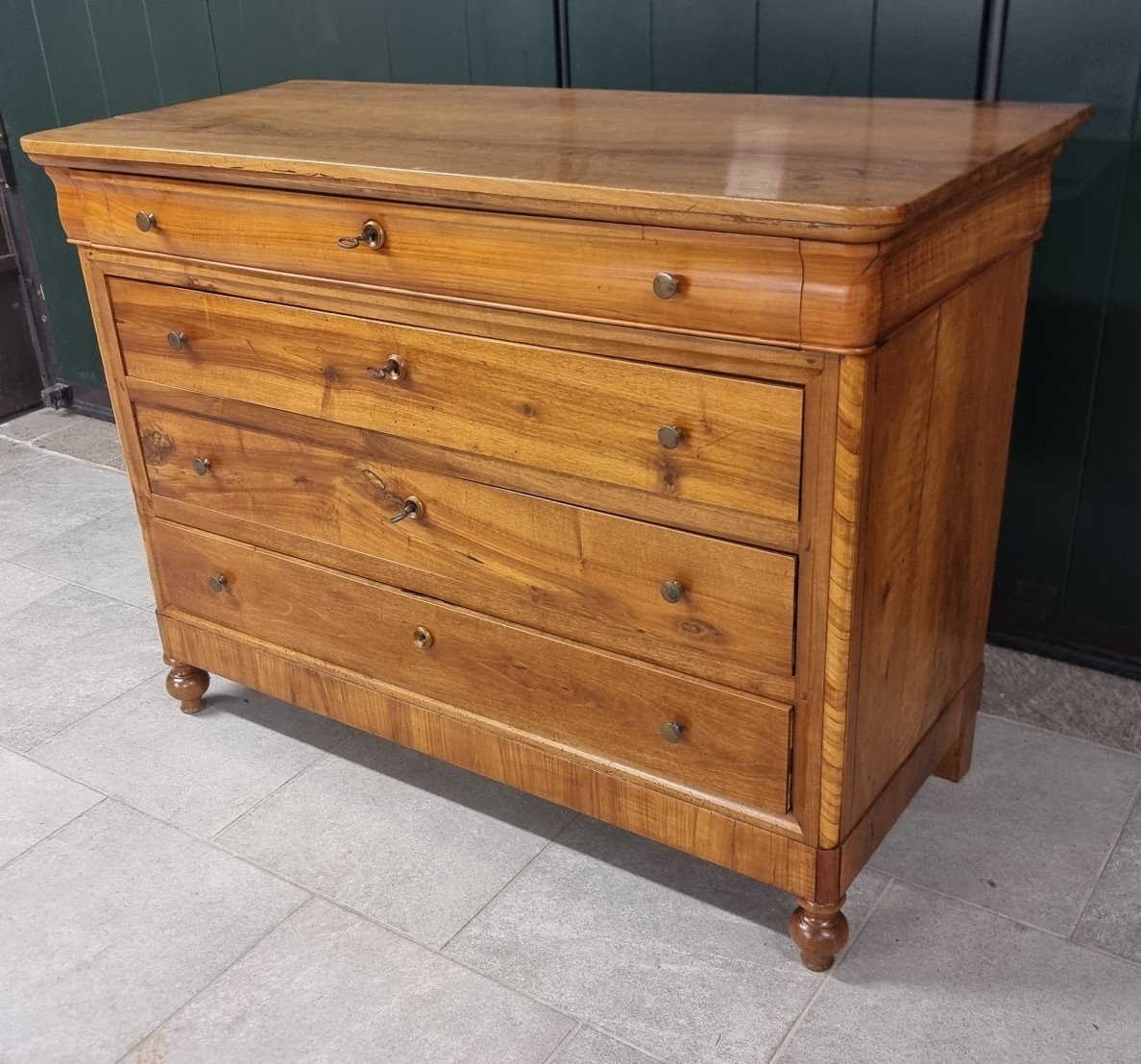 Venetian Dresser In Light Walnut And Cherry Wood From 1850: Style And Elegance-photo-3