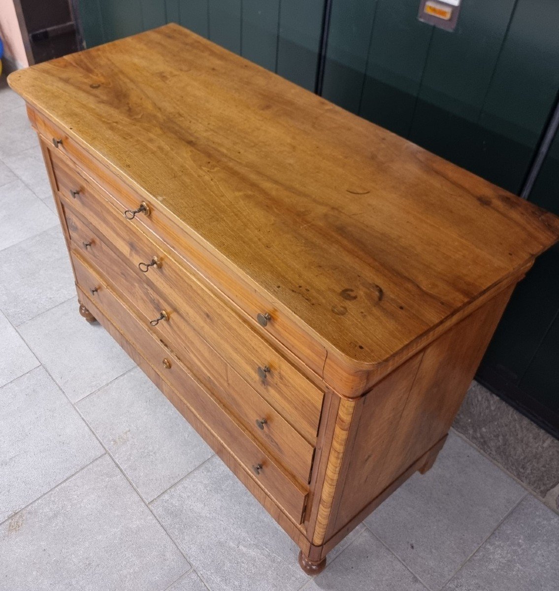 Venetian Dresser In Light Walnut And Cherry Wood From 1850: Style And Elegance-photo-2