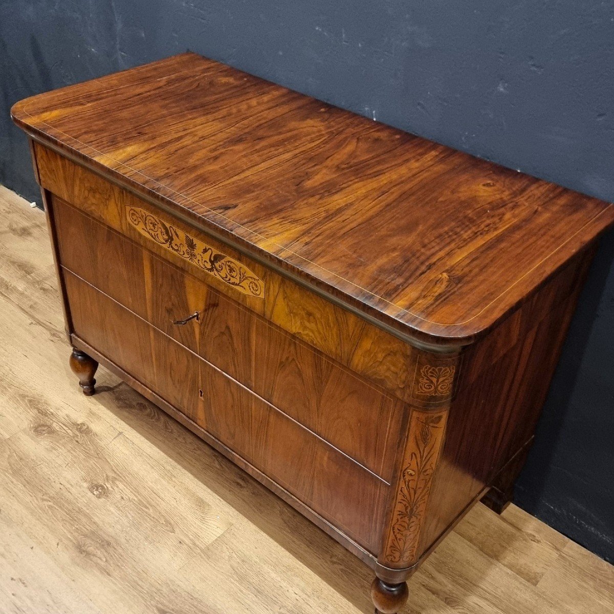 Walnut Chest Of Drawers With Maple Inlays – Late 19th Century, Faenza-photo-1