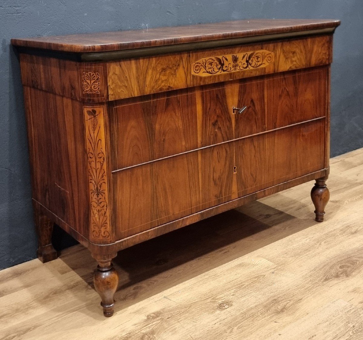 Walnut Chest Of Drawers With Maple Inlays – Late 19th Century, Faenza-photo-2