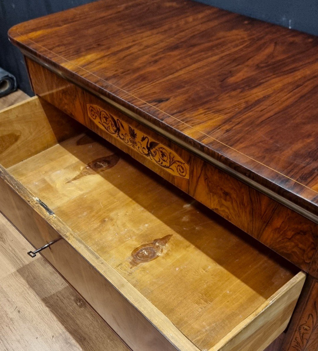 Walnut Chest Of Drawers With Maple Inlays – Late 19th Century, Faenza-photo-7