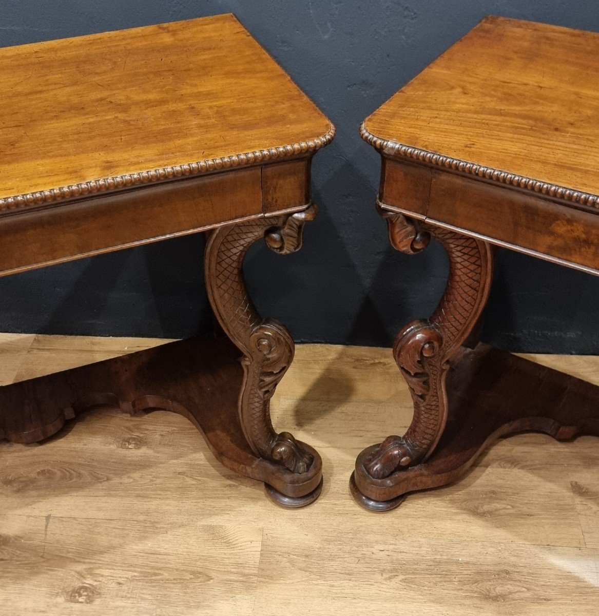 Pair Of Walnut Charles X Consoles - Milan-photo-3