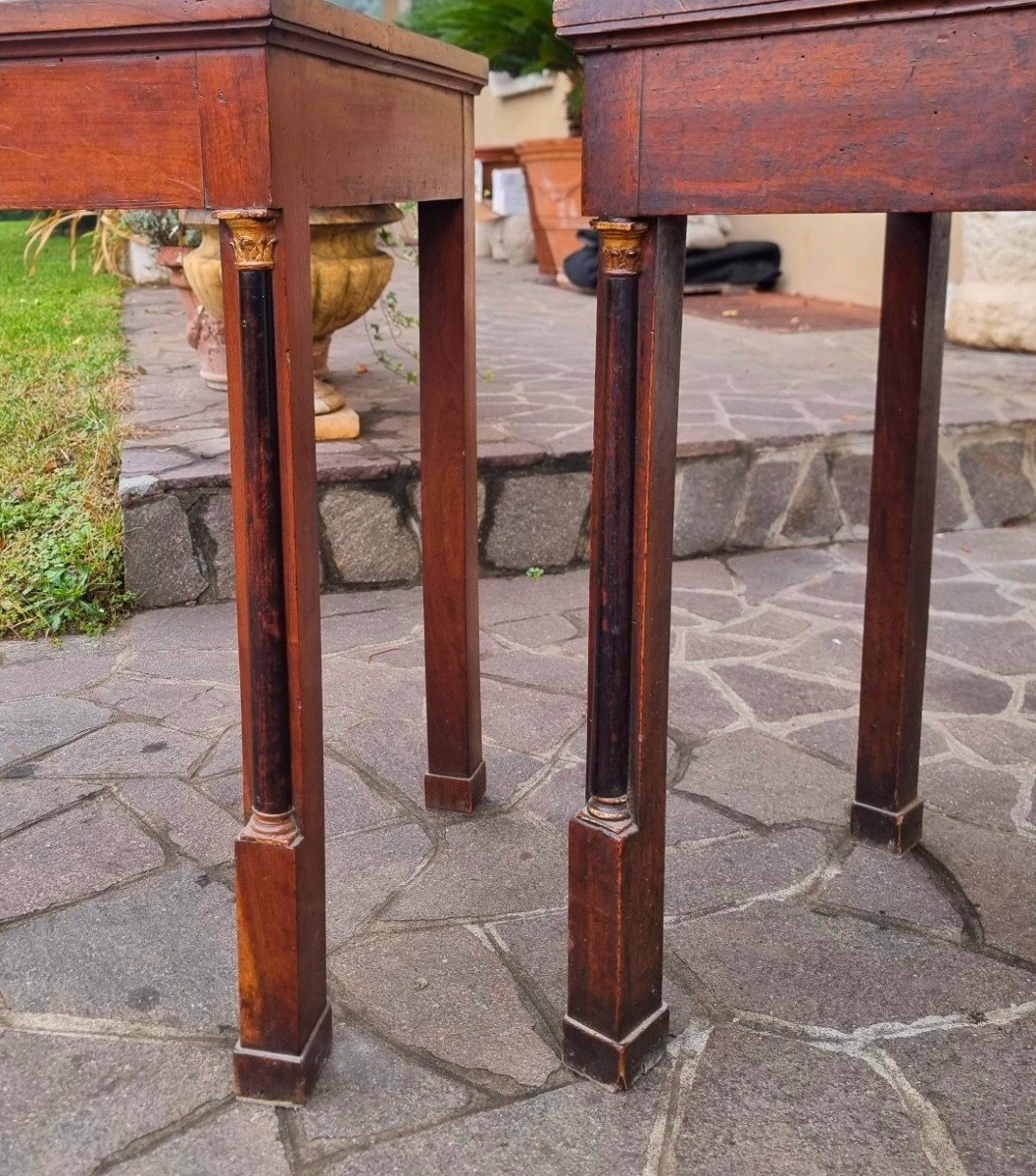 Pair Of Empire Walnut Consoles From 1820-photo-3