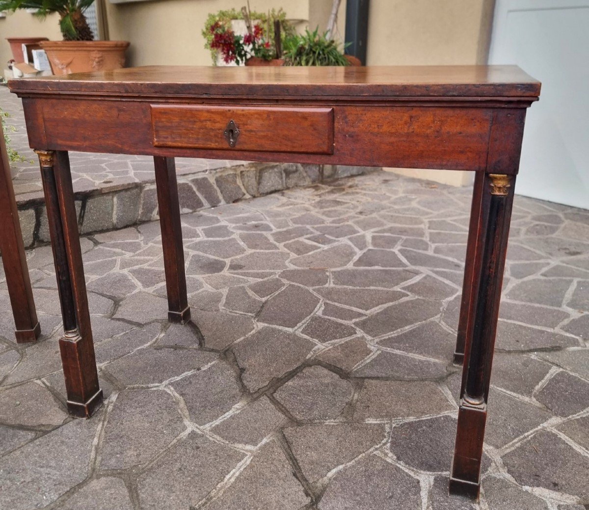 Pair Of Empire Walnut Consoles From 1820-photo-4