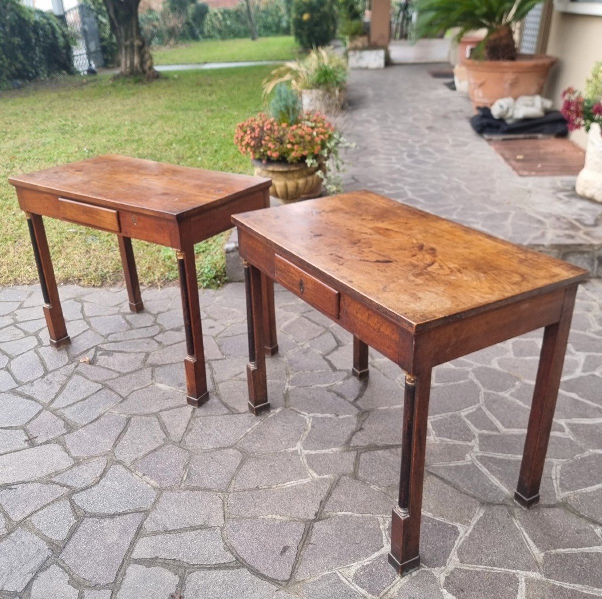 Pair Of Empire Walnut Consoles From 1820-photo-3